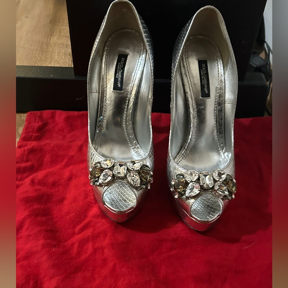 Dolce & Gabbana Silver Python Platform With Studd… - image 2